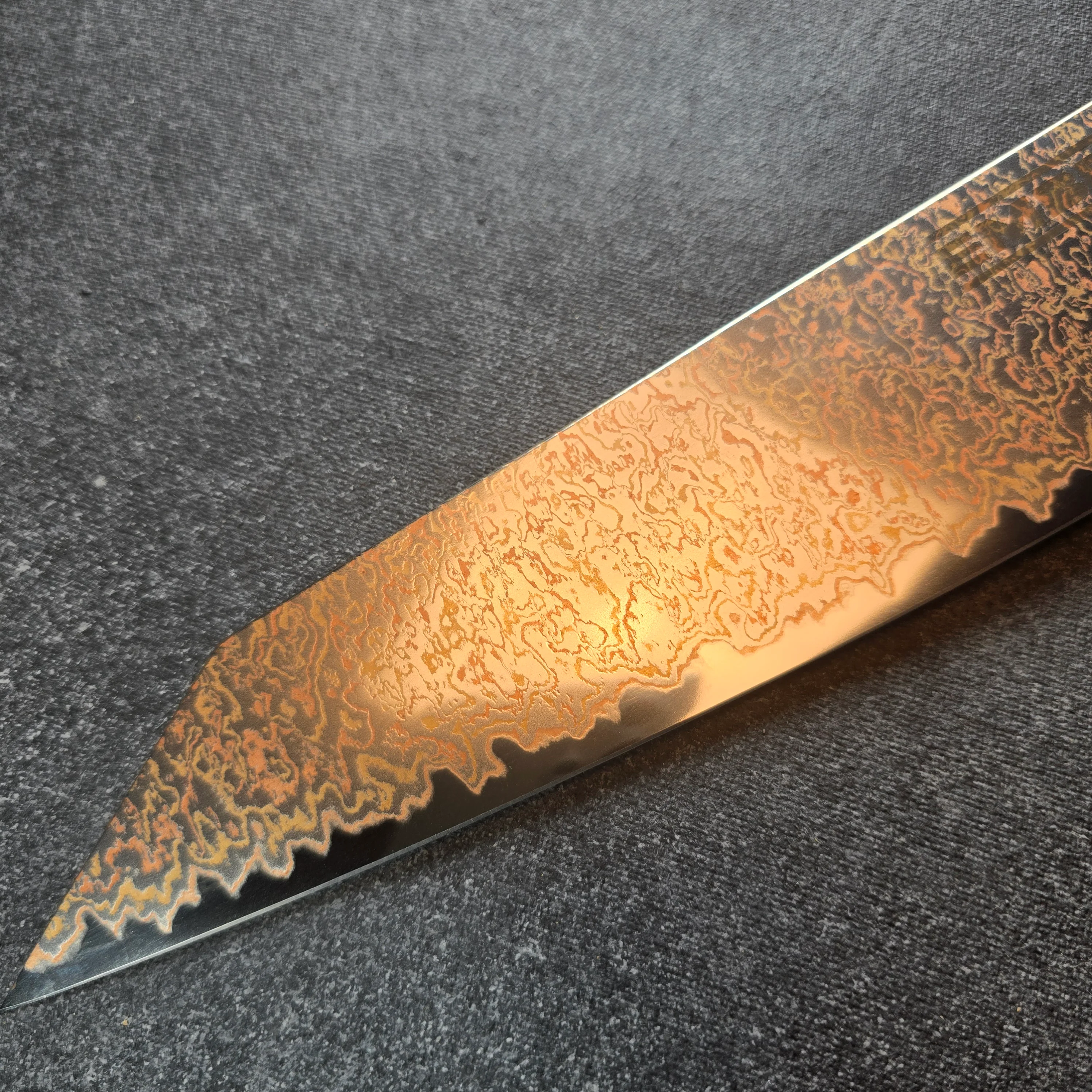 PYRO! CUCHILLO BUNKA - DAMASCO DE COBRE Y BRONCE 8" - Image 12