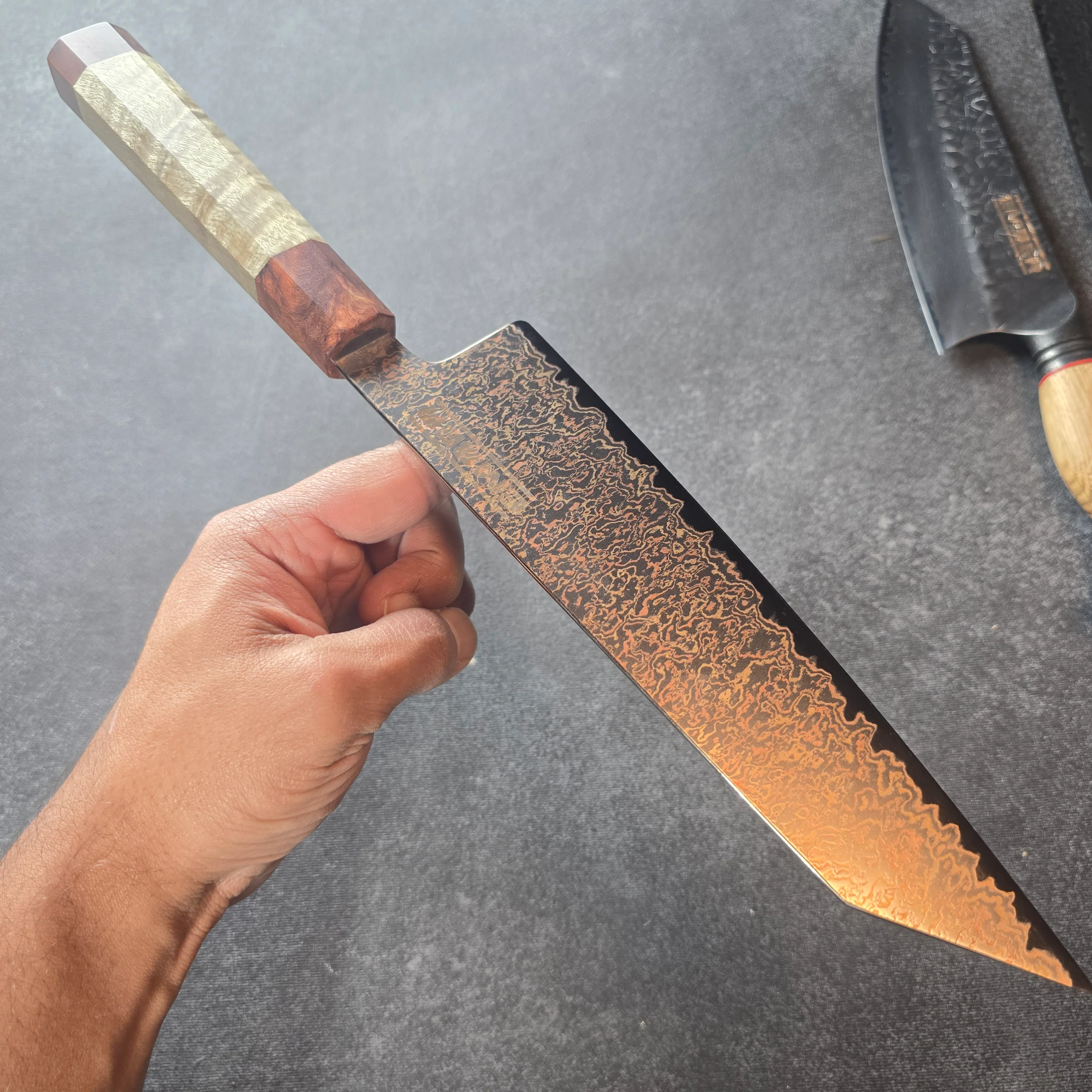 PYRO! CUCHILLO BUNKA - DAMASCO DE COBRE Y BRONCE 8" - Image 3
