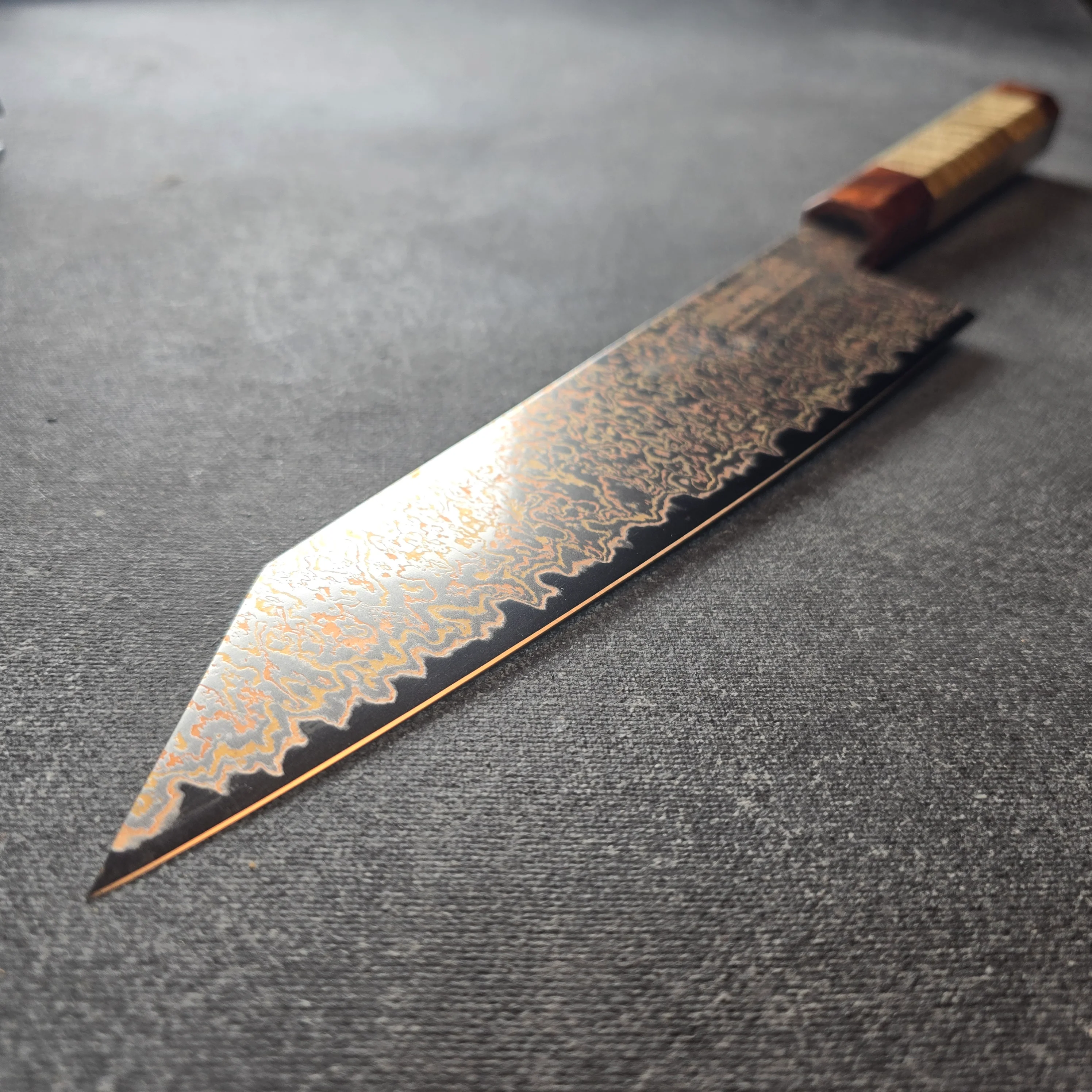PYRO! CUCHILLO BUNKA - DAMASCO DE COBRE Y BRONCE 8" - Image 6